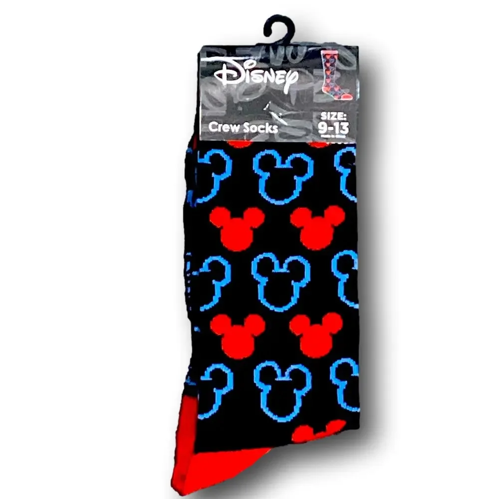 3/$20 Mickey Mouse Ears Funny Novelty Crew Socks - NWT